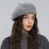 Boina de Lã Estilo Coreano para Mulheres 2026 Novo Outono e Inverno Chapéu de Artista de Alta Qualidade Moda Retrô Chapéu Emagrecedor