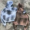 Sudadera Chaqueta con Cremallera Hecha a Mano Estilo Nuevo Otoño e Invierno 2025 Tie-Dye Degradado de Aspecto Vintage de Gama Alta para Hombres y Mujeres
