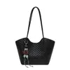 Yuezhi 2026 Verano Nuevo Bolso Tote con Patrón Tejido para el Trabajo, Bolso de Hombro Vintage de Gama Alta, Bolso de Mano de Gran Capacidad
