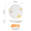 Juego de Vajilla de Plato y Tazón de Conejo de Dibujos Animados para Uso en Casa, Plato Plano Estilo Occidental en Relieve, Plato Cerámico Ceremonial para Desayuno, Lujo Ligero