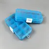 Caixa Organizadora de Plástico Azul Transparente com 10 Compartimentos e Travas Brancas, Organizador Portátil para Brincos, Anéis, Pulseiras e Colares
