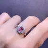 Anel de Turmalina Pura Natural Prata Esterlina S925 Incrustado O Cristal é Limpo e a Cor é Boa. A Pedra Principal é 5*7mm.