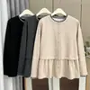 2025 Roupa Feminina Plus Size Outono e Inverno Ano Novo Elegante Versátil Renda Falsa Duas Peças Camisa Base 100kg Gordura mm Top 9178