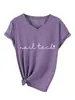 Técnico de uñas Tienda independiente de Amazon Wish camiseta sencilla y cómoda de mujer con cuello en V y manga corta, adecuada para usar en capas, para exportación y ventas transfronterizas