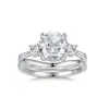 Anillo de Compromiso de Plata S925 con Diseño de Cruz de Estilo Nuevo Europeo y Americano, Set de Anillos de Boda Transfronterizos, Anillo de Compromiso de Diamante Redondo de Alto Carbono de Lujo Ligero