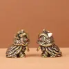 Un par de leones de latón puro para la fortuna, guardianes de puerta para bendiciones y riqueza, decoraciones de escritorio vintage para el hogar y la sala de estar