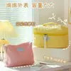 Bolsa Cosmética Suave de Flores Portátil para Viaje Color Macarrón Bolsa de Almacenamiento Gran Capacidad Bolsa para Lavar a Mano