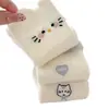 Meias Femininas Primavera e Verão Algodão Fino Bordadas Gatinho com Orelhinhas Fofas Meias de Cano Médio Série Miu Meias Femininas Sem Costura