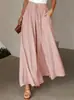 Pantalones de pierna ancha Amazon para mujer 2026 Verano Sueltos de cintura alta con cordón Estilo fino Artístico Versátil Casual Largos Estilo Retro