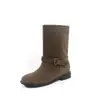 Botines Cortos de Moda Estilo Británico 4.5cm Simples 2026 Otoño/Invierno Nuevos Punta Redonda Tacón Bajo Sin Cordones Botas Vaqueras para Mujer