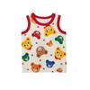 Camiseta de estilo japonés para niños y niñas con estampado completo de cabeza de oso y estrella de dibujos animados, chaleco infantil de manga corta con pelo