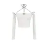 25275 - Blusa de Gola Alta de Uma Linha Estilo Novo para Mulheres, Camiseta de Manga Longa Slim Fit, Estilo Europeu e Americano Primavera/Verão 2026, Sexy e que Modela o Corpo