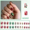 Nuevo Arte de Uñas Otoño e Invierno con Ambiente de Dulce de Copo de Nieve, Uñas Postizas Color-Blocking Brillantes y Versátiles, 24 Piezas