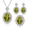 Transmisión en Vivo Más Vendido Conjunto de Joyas de Piedras Preciosas Rojas y Azules Color Huevo de Paloma, Popular Collar de Cristal de Lujo, Aretes y Anillo para Mujeres en Europa y América