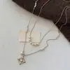 Collar de Perlas con Forma de Rombo y Flor de Lirio Retro Francés Cadena para Clavícula de Moda Individual Versátil Collar de Lujo Ligero de Alta Gama para Mujeres