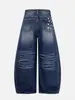 Jeans Retrô Americano Tendência Moda Versátil Slim-Fit Formato de Estrela Curvo para Mulheres Ins Estilo de Rua Calças Largas Soltas