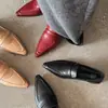 Mocasines de Piel Lavada para Mujer Zapatos Pequeños de Piel Otoño Nuevo Piel Genuina Pulidos Puntiagudos Boca Profunda Zapatos Planos Zapatos para Mujer