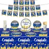 2025 Nuevo Juego de Vajilla para Fiesta de Temporada de Graduación Azul Par de Adultos Plato de Papel Vaso de Papel Banderín Fiesta Pe Mantel de Fiesta