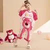 Pijama infantil de uma peça para meninas, verão, algodão, manga curta, à prova de chutes, calça de dormir feminina, saia, mãe e filha, roupa de dois usos