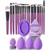 Set de 30 Brochas de Maquillaje Kit Completo de Herramientas de Maquillaje para Principiantes, Incluye Esponja para Polvos, Esponja de Belleza y Almohadilla Limpiadora, Kit de Maquillaje Completo Portátil