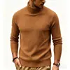 Otoño Invierno Nuevo Suéter de Cuello Alto para Hombre Ropa Interior de Punto Juvenil Rayado Ajustado Casual de Punto para Hombre