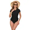 Bikini de dos piezas estilo nuevo Amazon de Comercio Exterior Europeo y Americano 2026 Color Sólido Cremallera Cordón Cierre Deportivo de Playa Ropa Casual