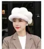 Nuevo Sombrero Mujer Otoño Invierno Moda Coreana Dama Boina Calabaza Casual Octagonal Piel Sintética Casual Versátil