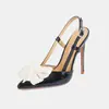 Sandalias para uso en exteriores, estilo de lujo de nicho, vintage hecho a mano, comercio exterior transfronterizo, zapatos de tacón alto de aguja con punta fina, lazo de cuentas