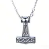 Venta Directa de Fábrica Joyería, Martillo de Guerra Vikingo con Patrón Vikingo Retro a la Moda, Dominante Collar de Acero Inoxidable para Hombre