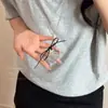 Bolso Corazón Tejido Colgante Metálico Collar con Lazo Cadena Versátil para Clavícula Cadena Larga para Suéter Cruzado