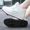 Nuevos zapatos para caminar zapatos de patinaje en línea de doble rueda para niños zapatos de rueda universal para adultos y adolescentes zapatilla deportiva de deformación de cuatro ruedas