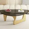 Mesa de centro de cristal para salas de estar pequeñas, diseño transparente nórdico minimalista moderno, mesa de té redonda creativa Isamu Noguchi