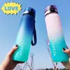 Taza de Agua de Verano Escarchada con Gradiente, Tetera Deportiva para Fitness, Té, Gran Capacidad, Resistente a Altas Temperaturas, Anticaídas, Vaso de Plástico, Estudiante