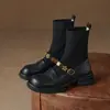 Botas de moda con plataforma negras para mujer, estilo británico, 2026, elegantes y a la moda, nuevas botas Maillard, botines tipo calcetín, botines de tacón grueso