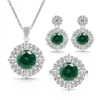 Set de Tres Piezas Cross Hot Selling Piedra Preciosa de Color Japonés Coreano Comercio Electrónico Más Vendido Lujosamente Incrustado Full Diamond Sensación de Alta Gama Collar Anillo Pendiente Mujer