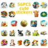 56 Novos Adesivos Fofos de Desenho Animado do Mundo Animal Transfronteiriço, Ouriço, Rato, Raposa, Adesivos Decorativos Impermeáveis Não Repetitivos