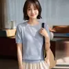 Camiseta de Manga Corta con Cuello Redondo Hueco de Lyocell para Mujer 2026 Verano Nueva de Tencel Tejido Delgado Transpirable Top de Media Manga