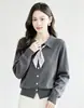 Bufanda de terciopelo Andy de dos piezas, nueva y versátil para otoño e invierno, cuello de bufanda, top de punto de manga larga elegante para adelgazar, para mujer
