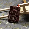 Pendente Natural de Madeira de Jujuba Relâmpago Dragão Pingente Pingente Taiji Bagua Placa de Madeira Portátil Esculpida em Ambos os Lados Feito à Mão