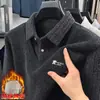 Camiseta de Manga Larga para Hombre con Diseño Falso de Dos Piezas, Cuello Campana, Forro Polar, Engrosada para Abrigo de Invierno, Tejido Base