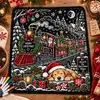 Manta de Graffiti Navideña de Venta Caliente Transfronteriza Manta con Pintura de Papá Noel Manta de Doble Capa Engrosada de Franela y Forro Polar DIY