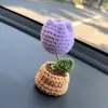 Plantas en Maceta Mini Lindas Tejidas a Mano Crochet Lana Girasol Decoración para Consola Central de Coche Adornos para Mujeres