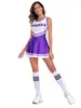 Disfraz de porrista para adulto de cinco colores sin mangas equipo de fútbol falda de bebé uniforme de porrista disfraz de porrista calcetines a juego para mujer
