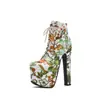 Botines Estampados de Tacón Alto para Otoño e Invierno 2020 Talla Grande Impermeables con Plataforma Estilo Europeo y Americano con Cordones Delanteros Botas de Nicho para Mujer Z35