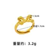 Anel de Laço com Design Luxuoso Ouro de Areia Vietnamita Anel Aberto para Dedo Indicador para Mulheres Joia Versátil e Duradoura Venda Direta