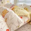 Juego de Cuatro Piezas Clase A, Funda de Edredón Gruesa Cepillada Amigable con la Piel, Sábana de Algodón Lavado, Juego de Tres-Cuatro Piezas para Dormitorio Estudiantil, Estilo para Todas las Estaciones