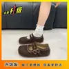 Zapatos Mary Jane Retro de Gamuza Franceses 2026 Nueva Primavera Versátiles Punta Redonda Doble Hebilla Zapatos Birkenstock Zapatos Casuales