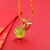 Nueva cadena de clavícula de calabaza esmeralda de oro vietnamita bañada en cobre, collar de rubí bañado en oro para mujer, de larga duración, no se decolora
