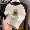 Camiseta Térmica para Niña, Tallas Mediana a Grande para Niños, Felpa, Casual, Bloque de Color, Manga Larga, Nuevo Estilo Otoño/Invierno, Cuello Redondo, Cálida, Camiseta Versátil