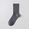Meias oversized tamanho 40-50, meias da moda estilo coreano de algodão penteado para primavera e outono, meias cano alto de cor sólida, meias de cano médio para estudantes de outono e inverno